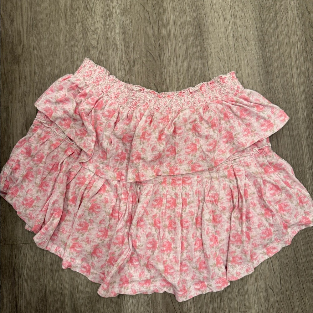 Loveshackfancy cotton ruffle mini skirt size xs